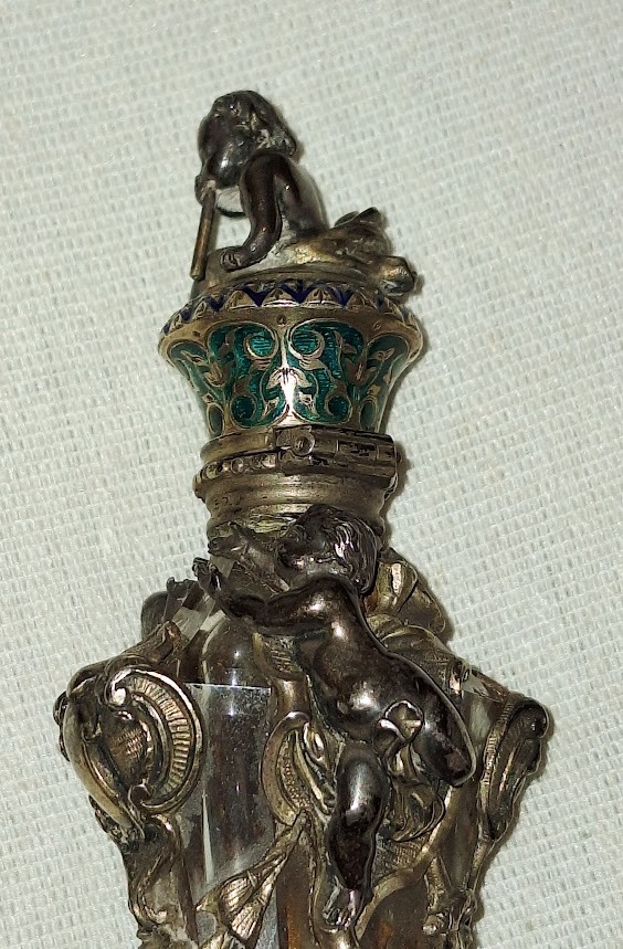 Silver, Enamel, And Crystal Perfume Bottle-photo-3
