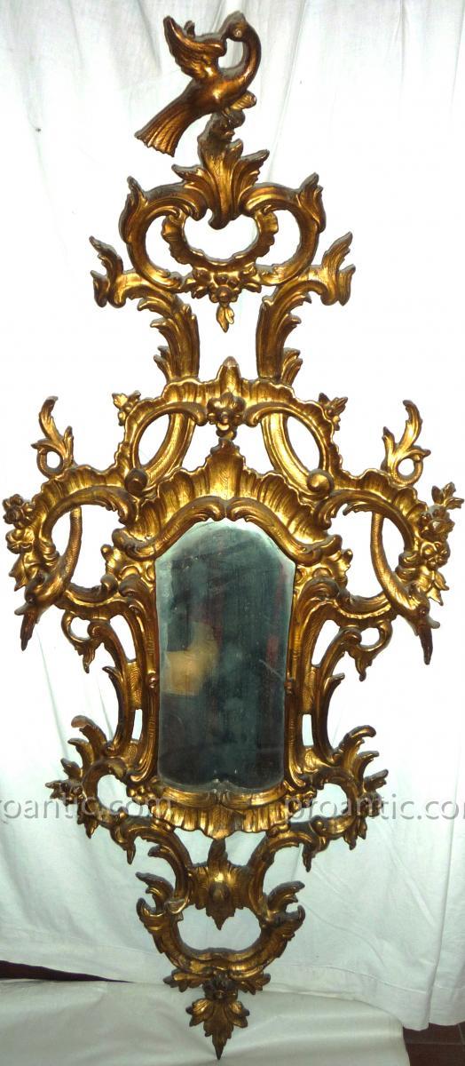 Important Pair Of Italian Mirrors In Wood Dore '