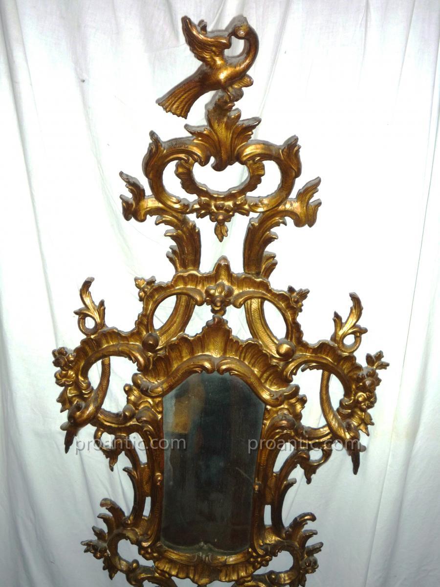 Important Pair Of Italian Mirrors In Wood Dore '-photo-2