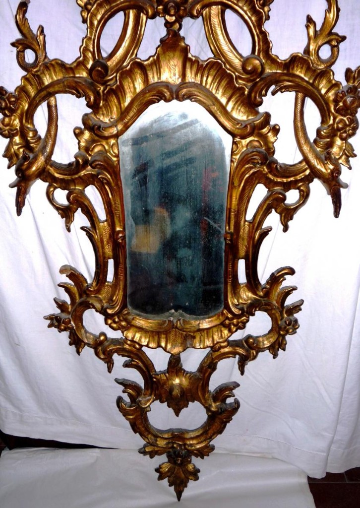 Important Pair Of Italian Mirrors In Wood Dore '-photo-4