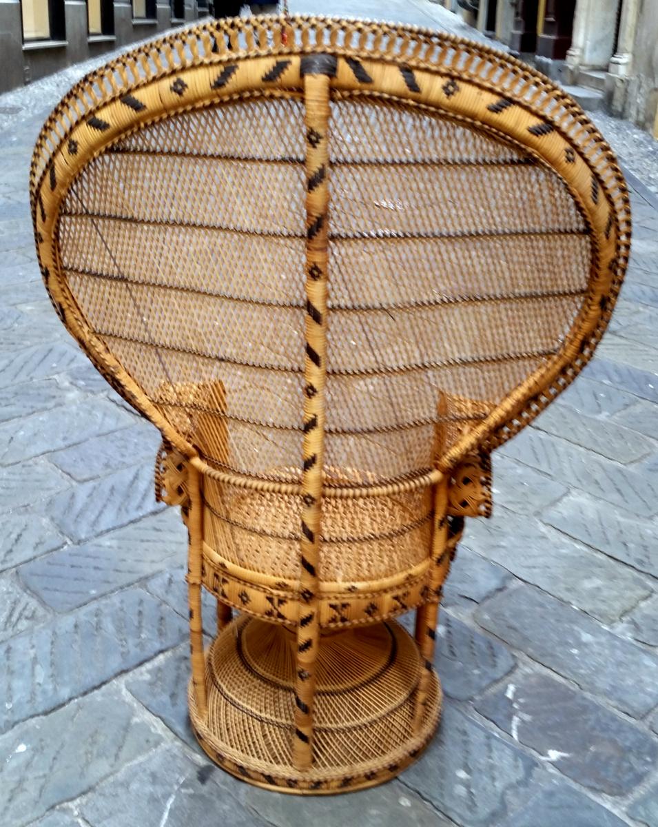 Beautiful Chair In Cane And Wicker XXth Century-photo-4