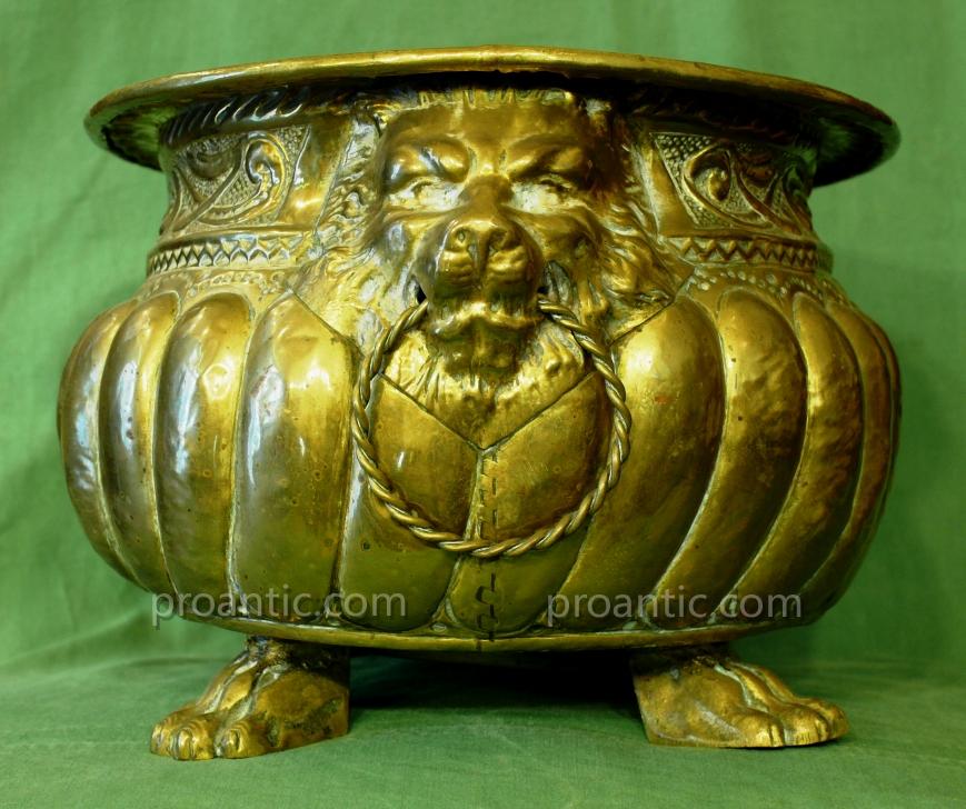 Beautiful Jardiniere Oval Brass Dore '-photo-2