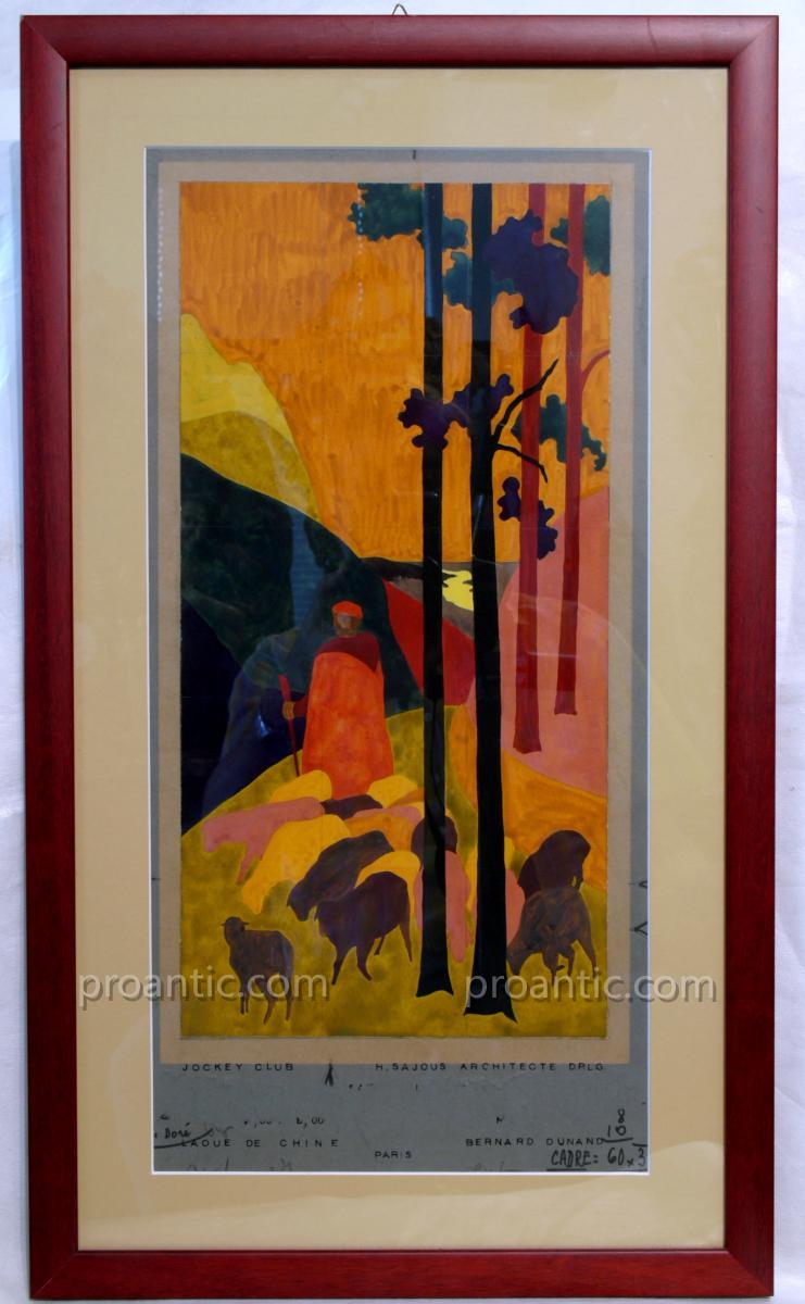 Pair Of Deco Paintings By Bernard Dunand