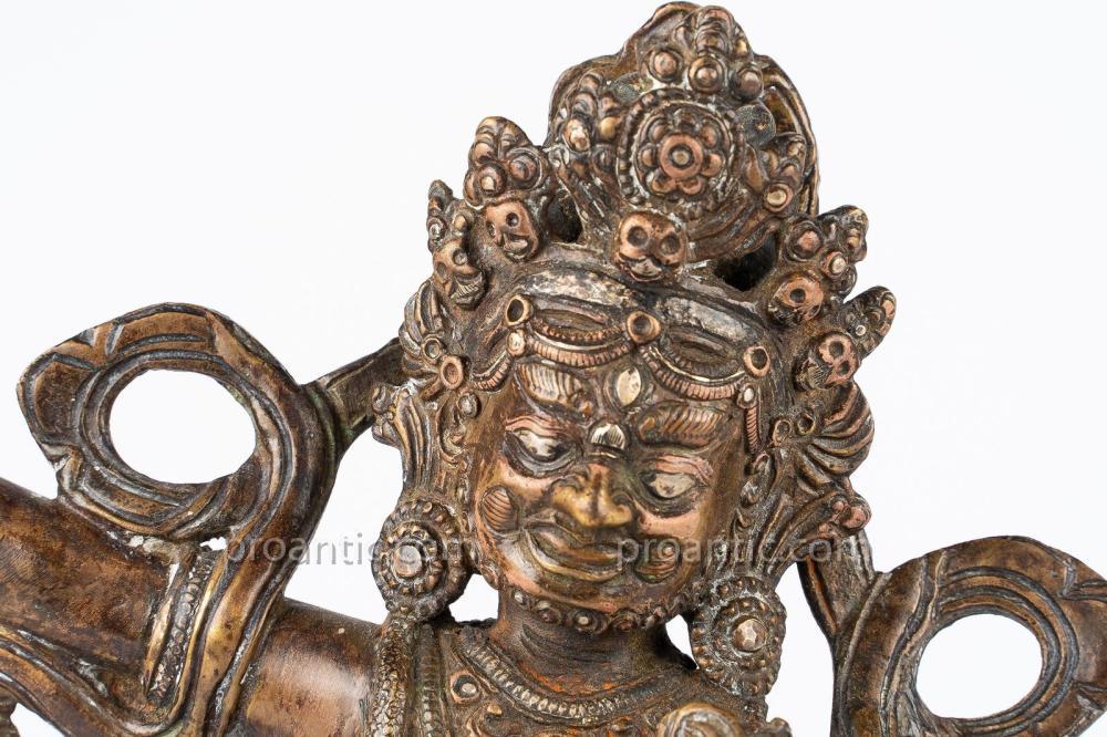 Engraved Bronze Mahakala 'from Copper And Silver-photo-4