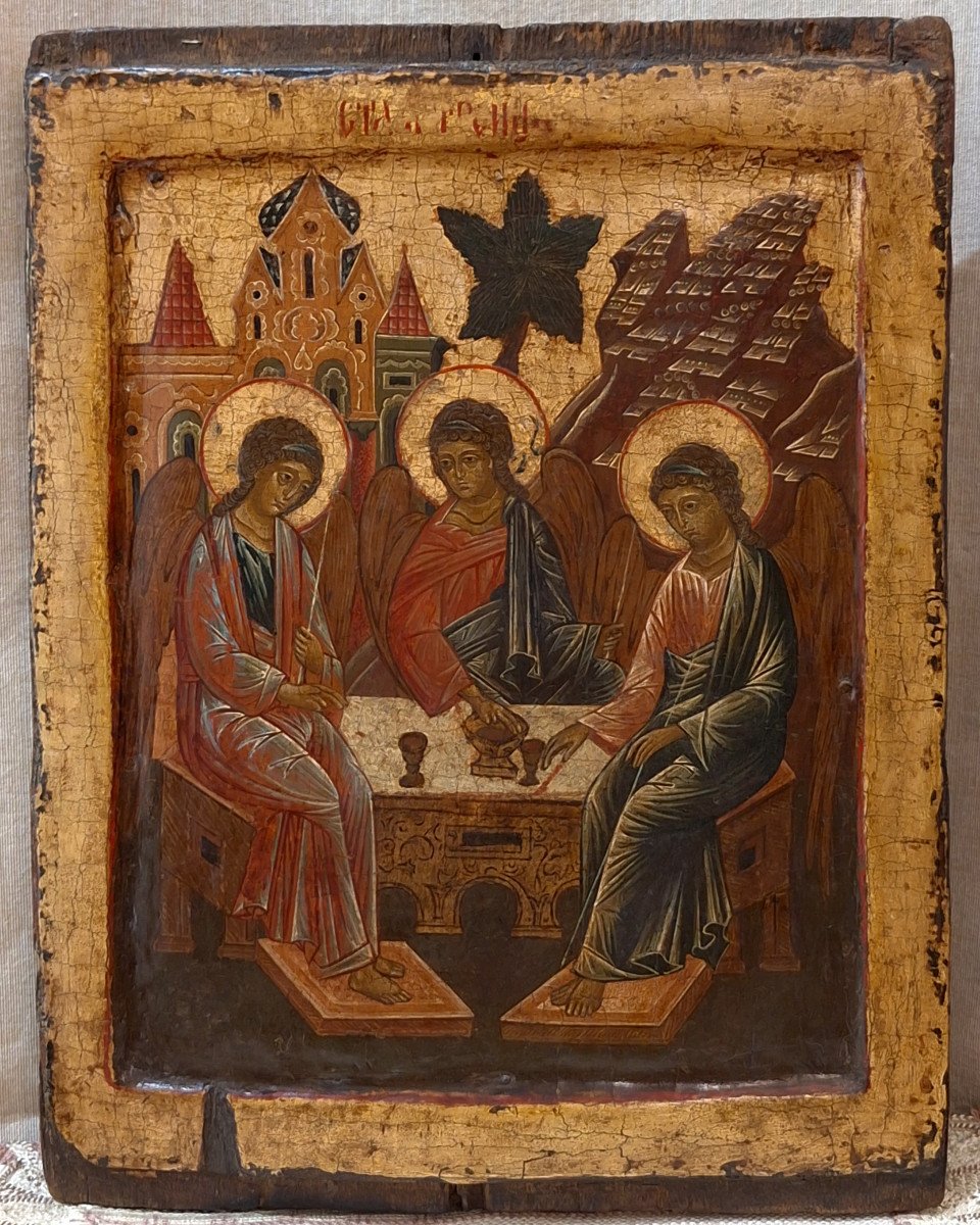 Old Russian Icon 'trinite Angelique'