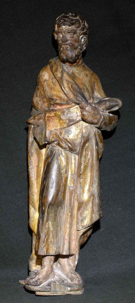 Paire De Sculptures  Bois Dore'  'evangelistes'-photo-3