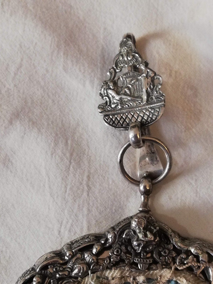 Beautiful Handbag In Self And Silver XIXth Century-photo-4