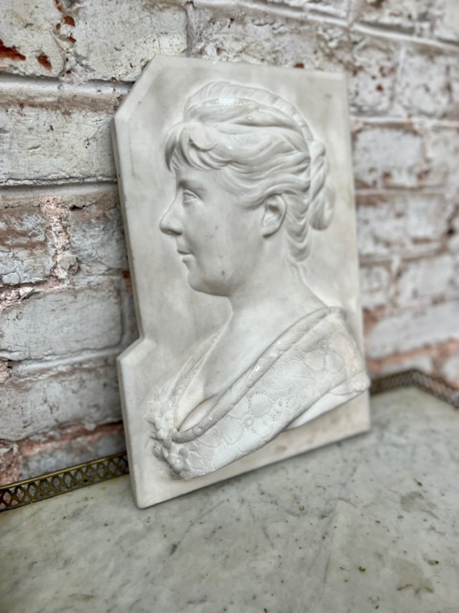 Bas Relief Sculpté En Marbre De Carrare Signé Et Daté Journès -photo-4