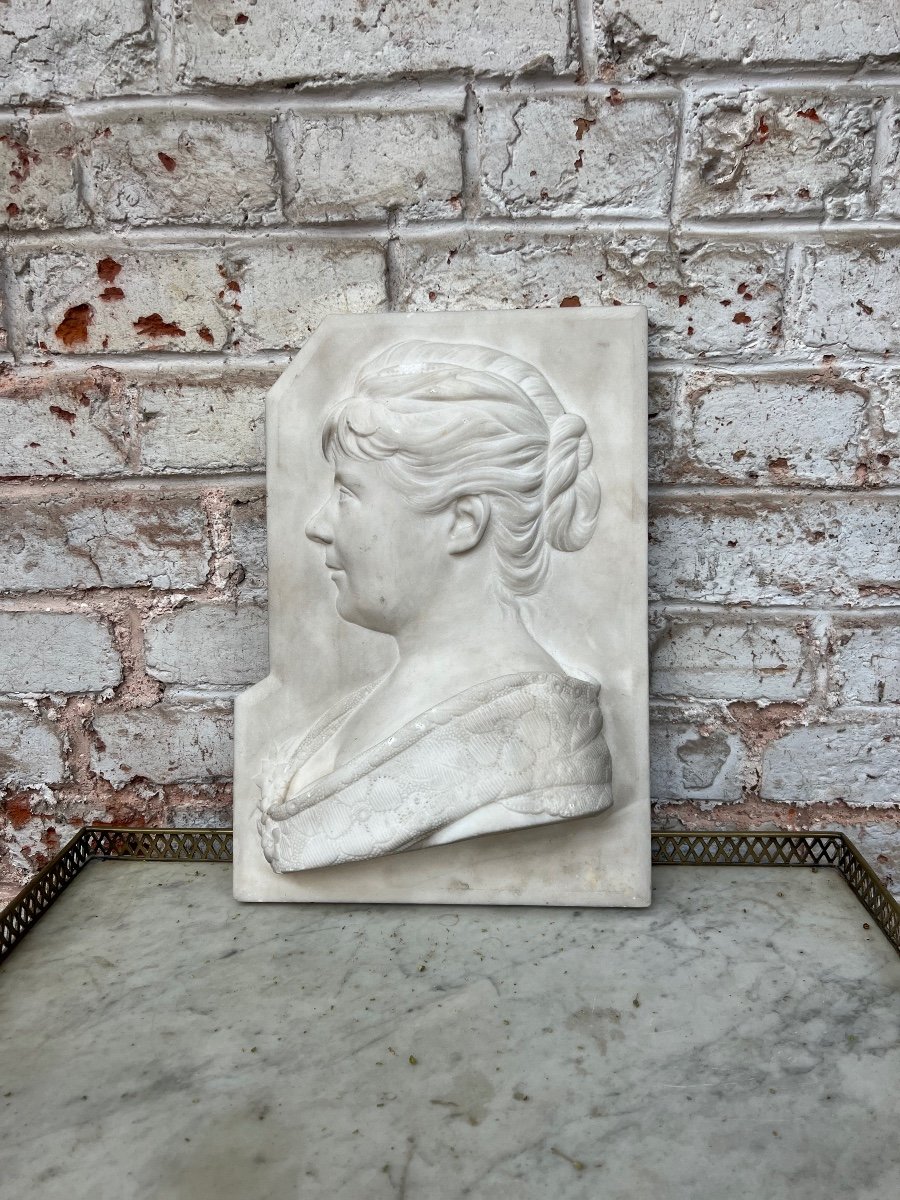 Bas Relief Sculpted In Carrara Marble Signed And Dated Journès