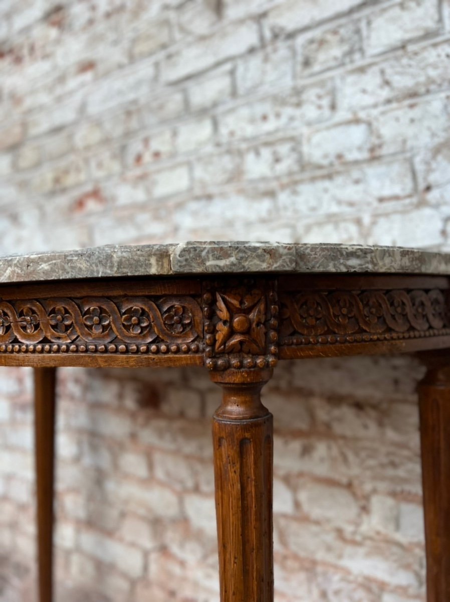 Console Demi Lune En Bois Naturel D’époque Louis XVI XVIII Eme Siècle -photo-3