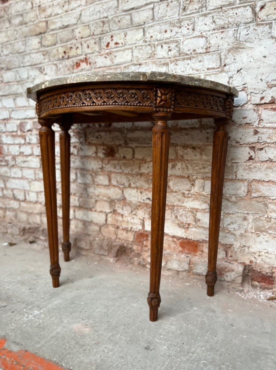 Half Moon Console In Natural Wood Louis XVI XVIII Eme Century-photo-4