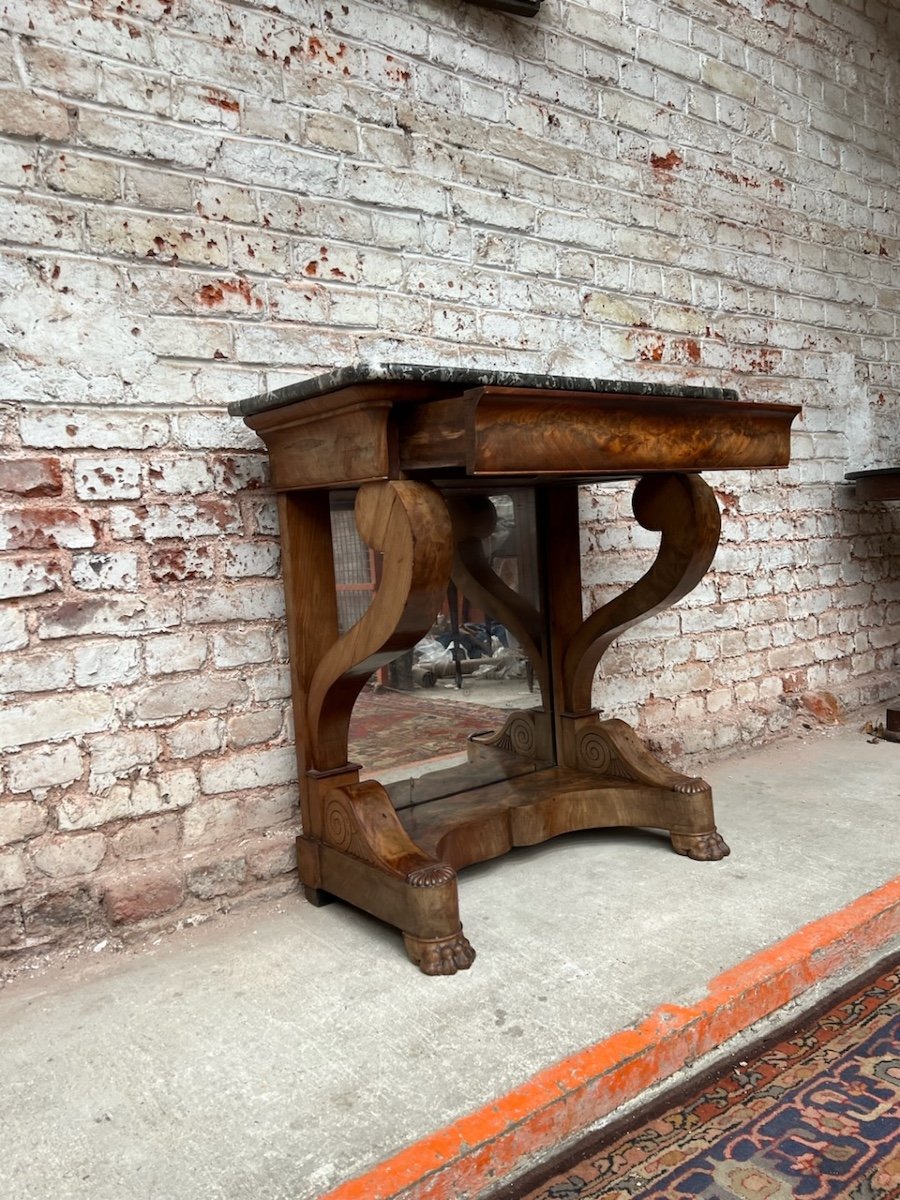 Console En Acajou à fond de miroir D’époque Restauration XIX Eme Siècle -photo-1