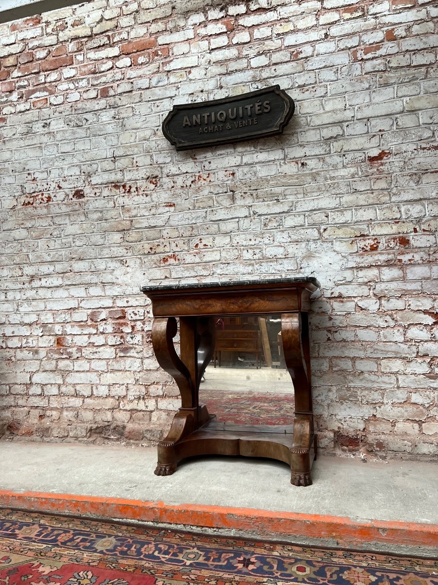 Console En Acajou à fond de miroir D’époque Restauration XIX Eme Siècle 