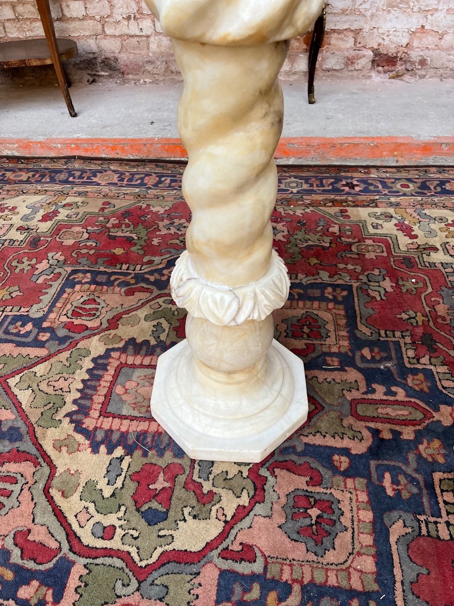 Solomonic Column In White Marble XIX Eme Century-photo-4