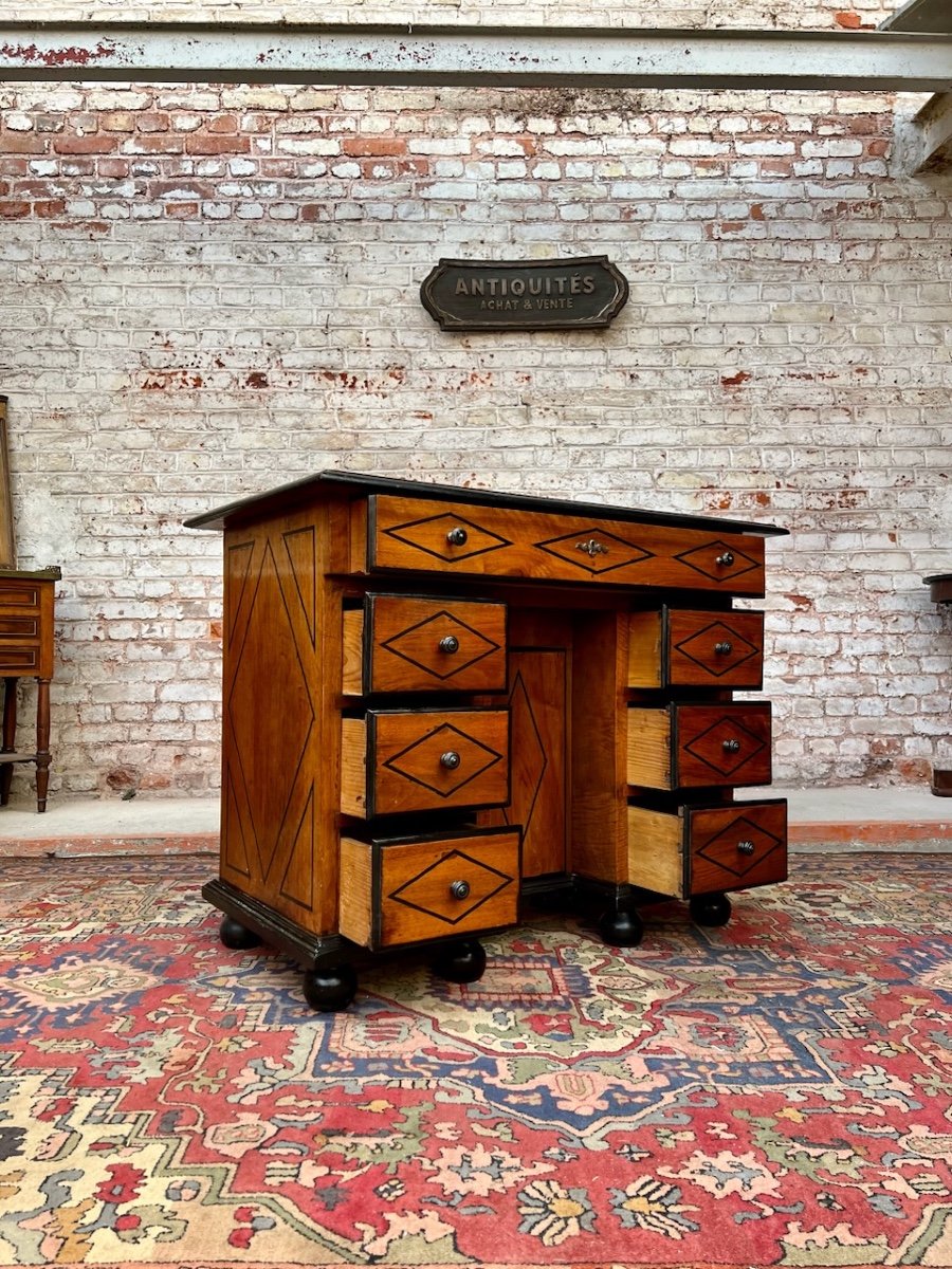 Bureau De Changer In Walnut And Blackened Wood Fillet Louis XIV Period End Of The XVII Eme Century-photo-2