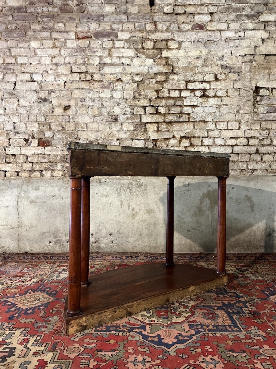 Half-moon Console In Walnut Empire Period Early XIX Eme Century-photo-4