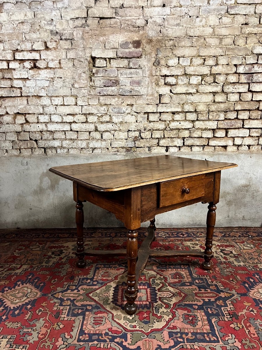 Writing Table In Natural Wood Louis XIII XVII Eme Century-photo-2