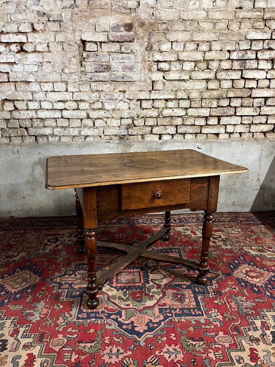 Writing Table In Natural Wood Louis XIII XVII Eme Century-photo-3