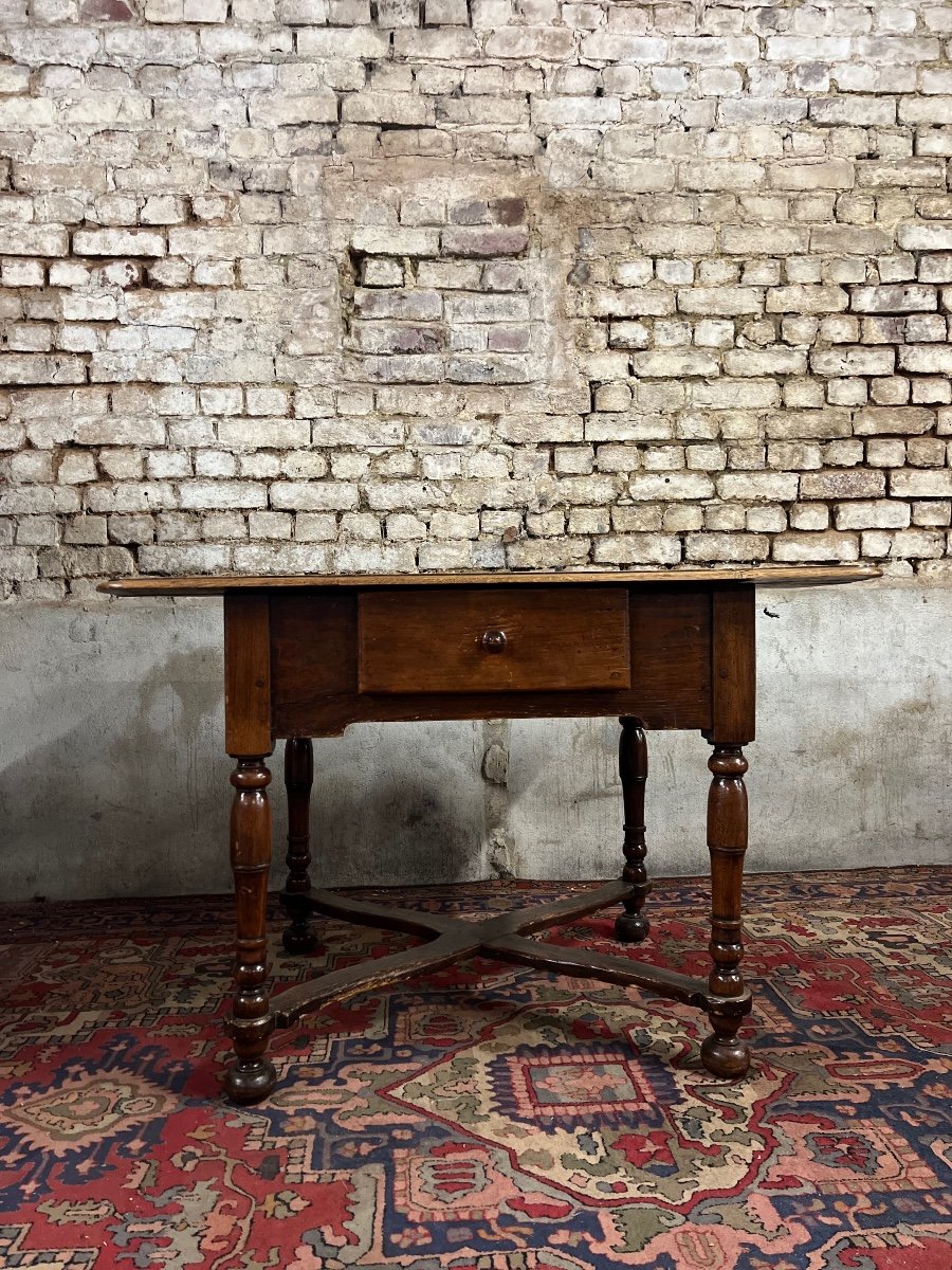 Writing Table In Natural Wood Louis XIII XVII Eme Century-photo-2