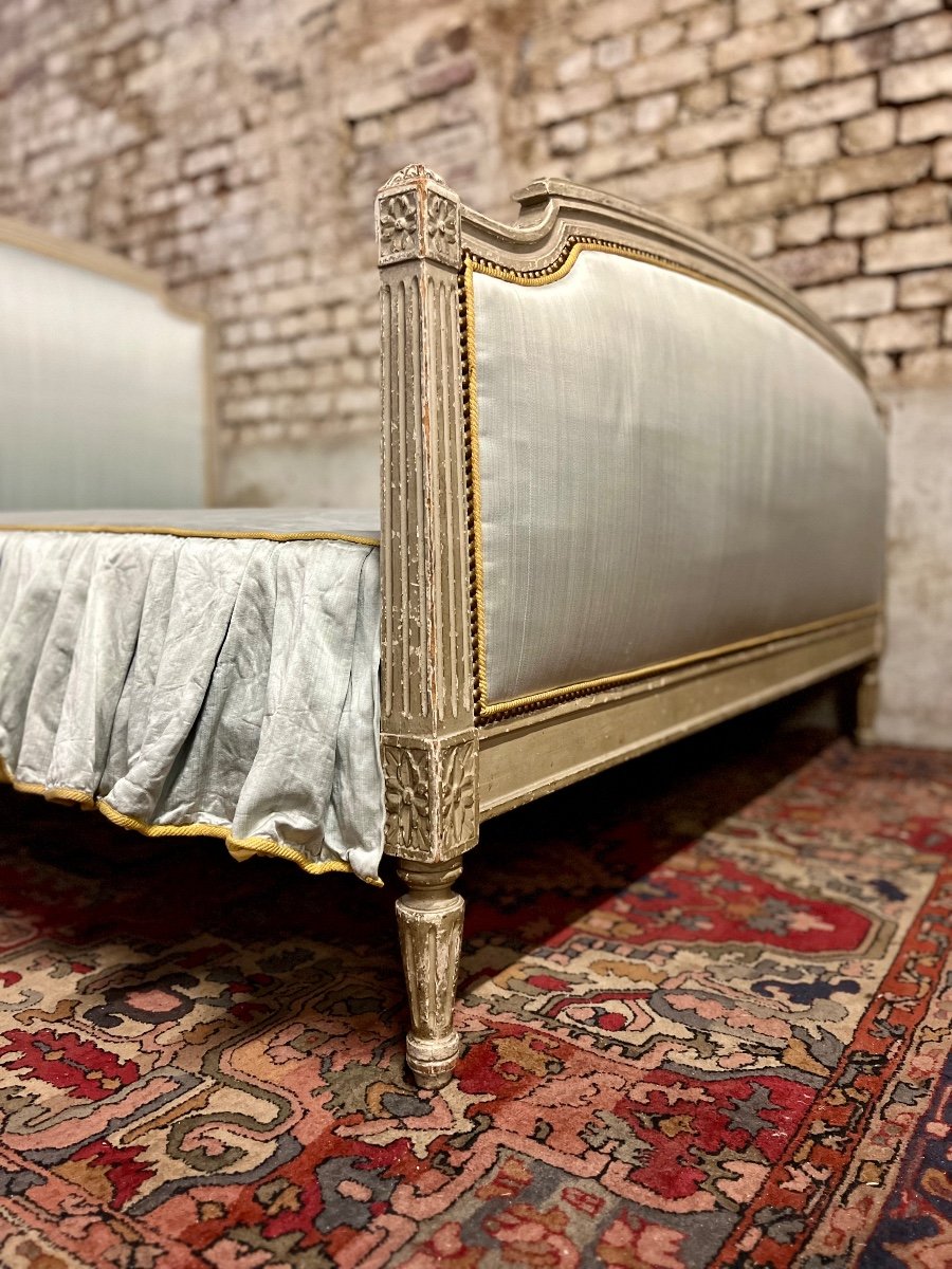 Louis XVI Style Lacquered Wood Bed XIX Eme Century-photo-2