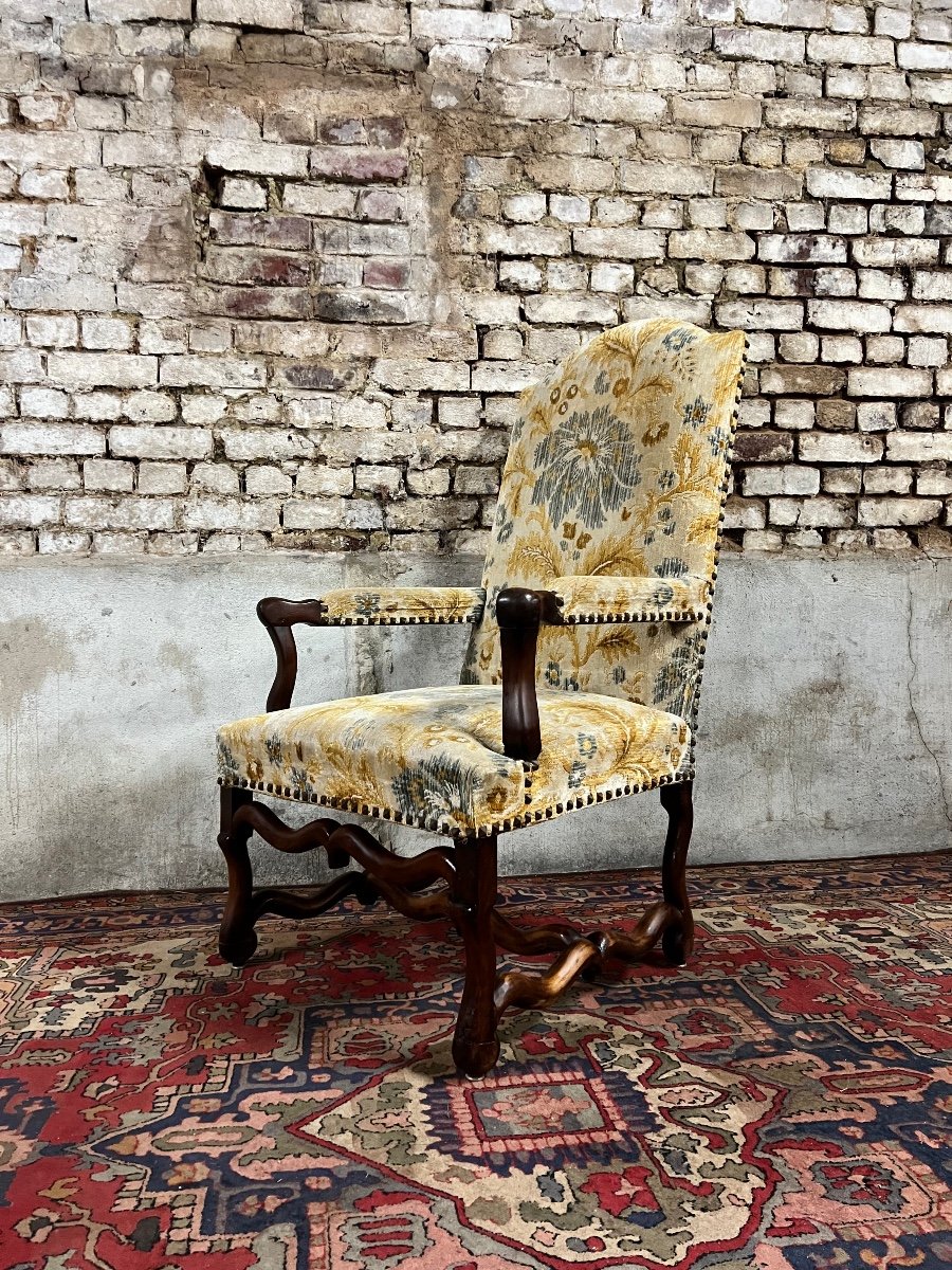 Fauteuil En Noyer D’époque Louis XIII Du XVII Eme Siècle -photo-2