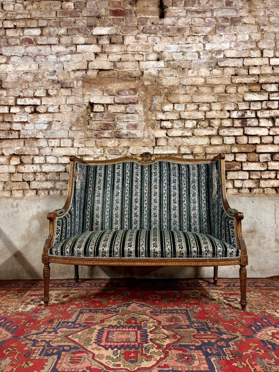Bench In Golden Wood Louis XVI Style From Napoleon III Period XIX Eme Century-photo-3