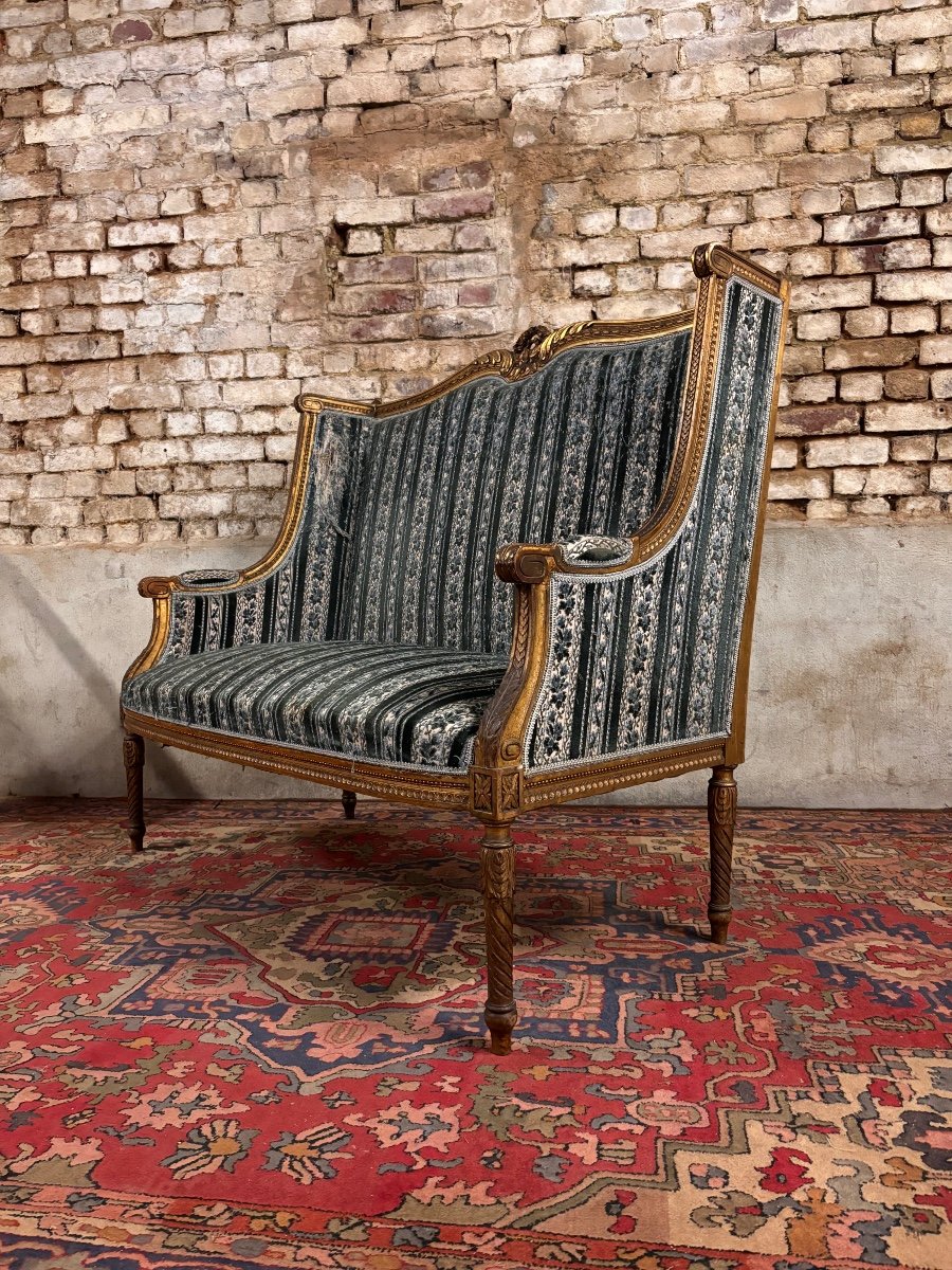 Bench In Golden Wood Louis XVI Style From Napoleon III Period XIX Eme Century-photo-4