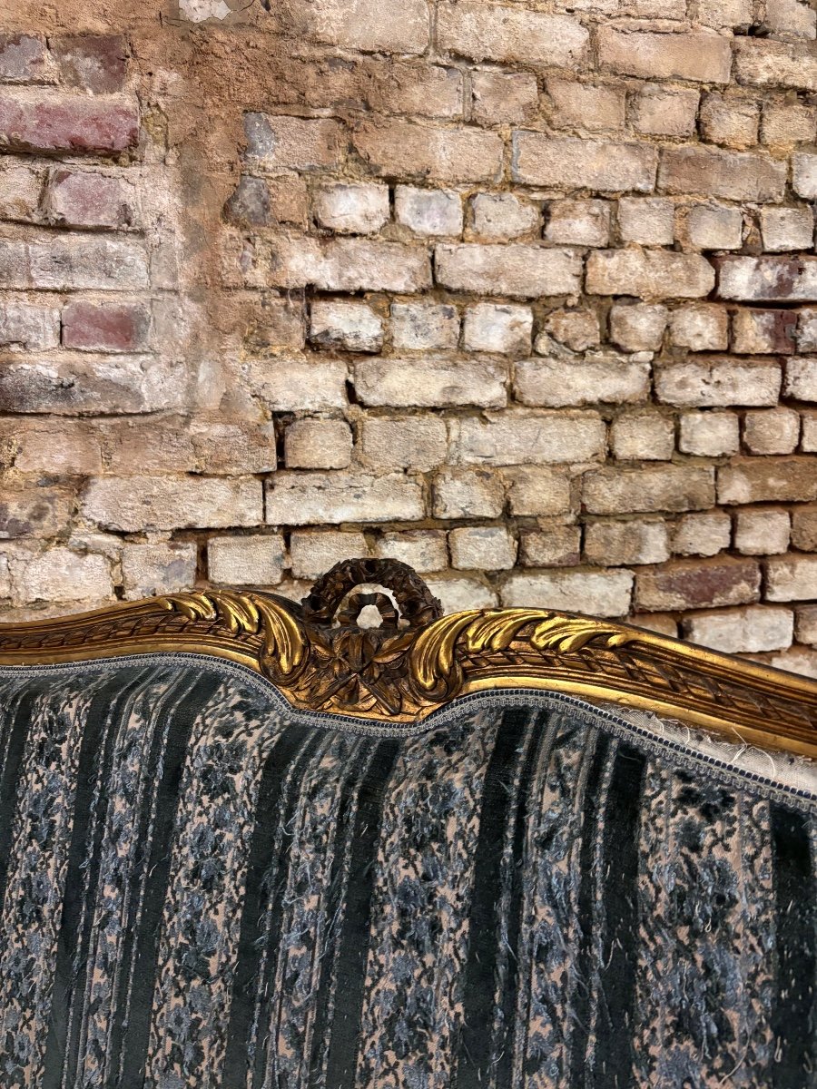 Bench In Golden Wood Louis XVI Style From Napoleon III Period XIX Eme Century-photo-1