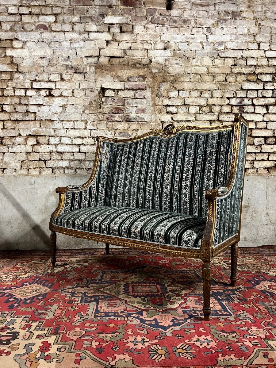 Bench In Golden Wood Louis XVI Style From Napoleon III Period XIX Eme Century-photo-2