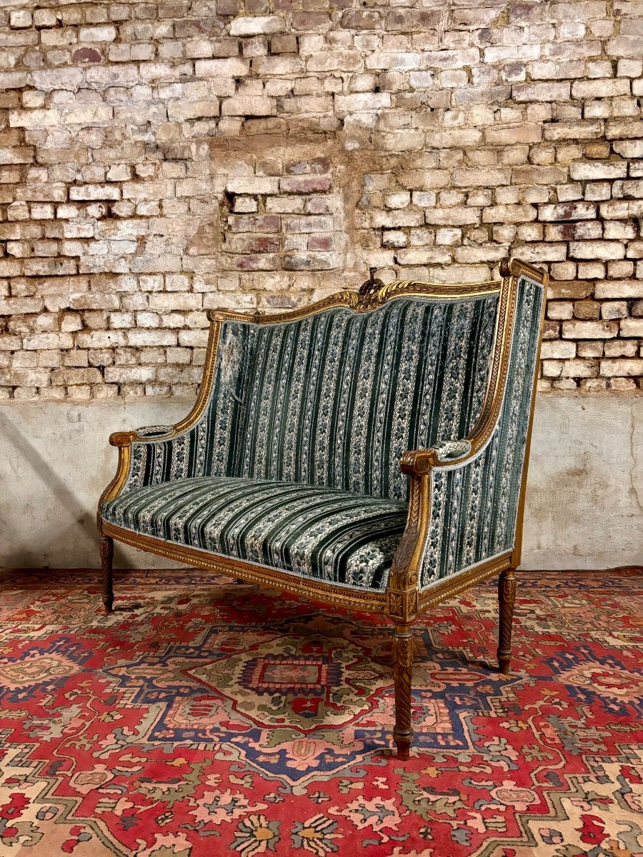Bench In Golden Wood Louis XVI Style From Napoleon III Period XIX Eme Century-photo-3