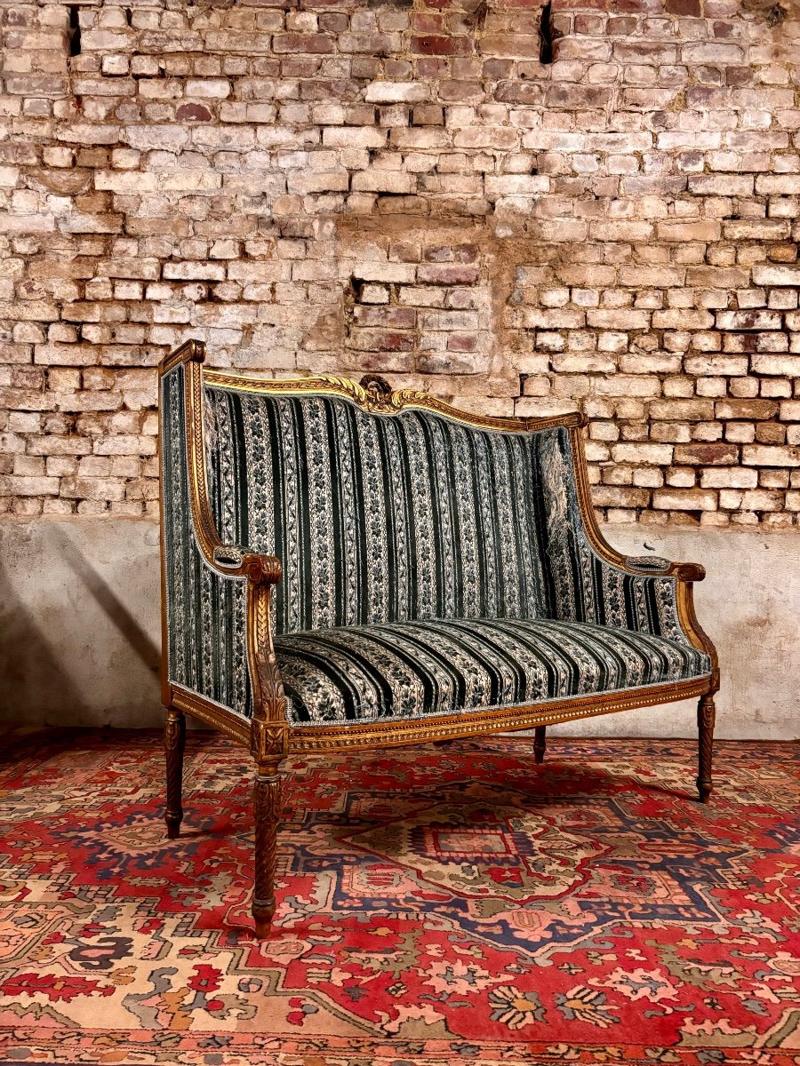 Bench In Golden Wood Louis XVI Style From Napoleon III Period XIX Eme Century
