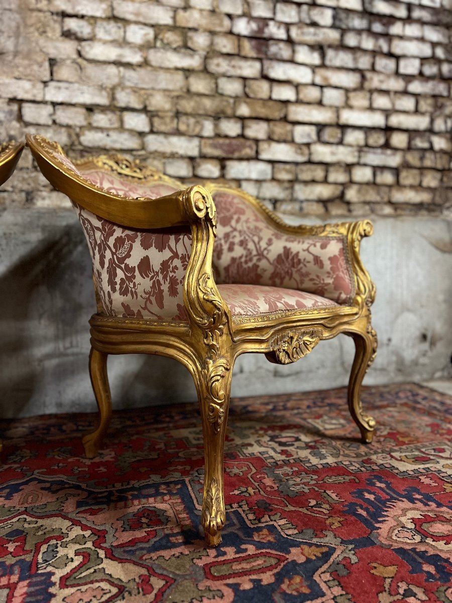 Louis XV Style Golden Wood Living Room-photo-5