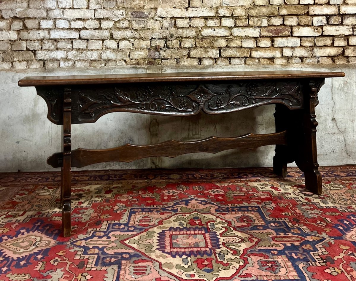 Console Table In Carved Oak From The 19th Century-photo-3