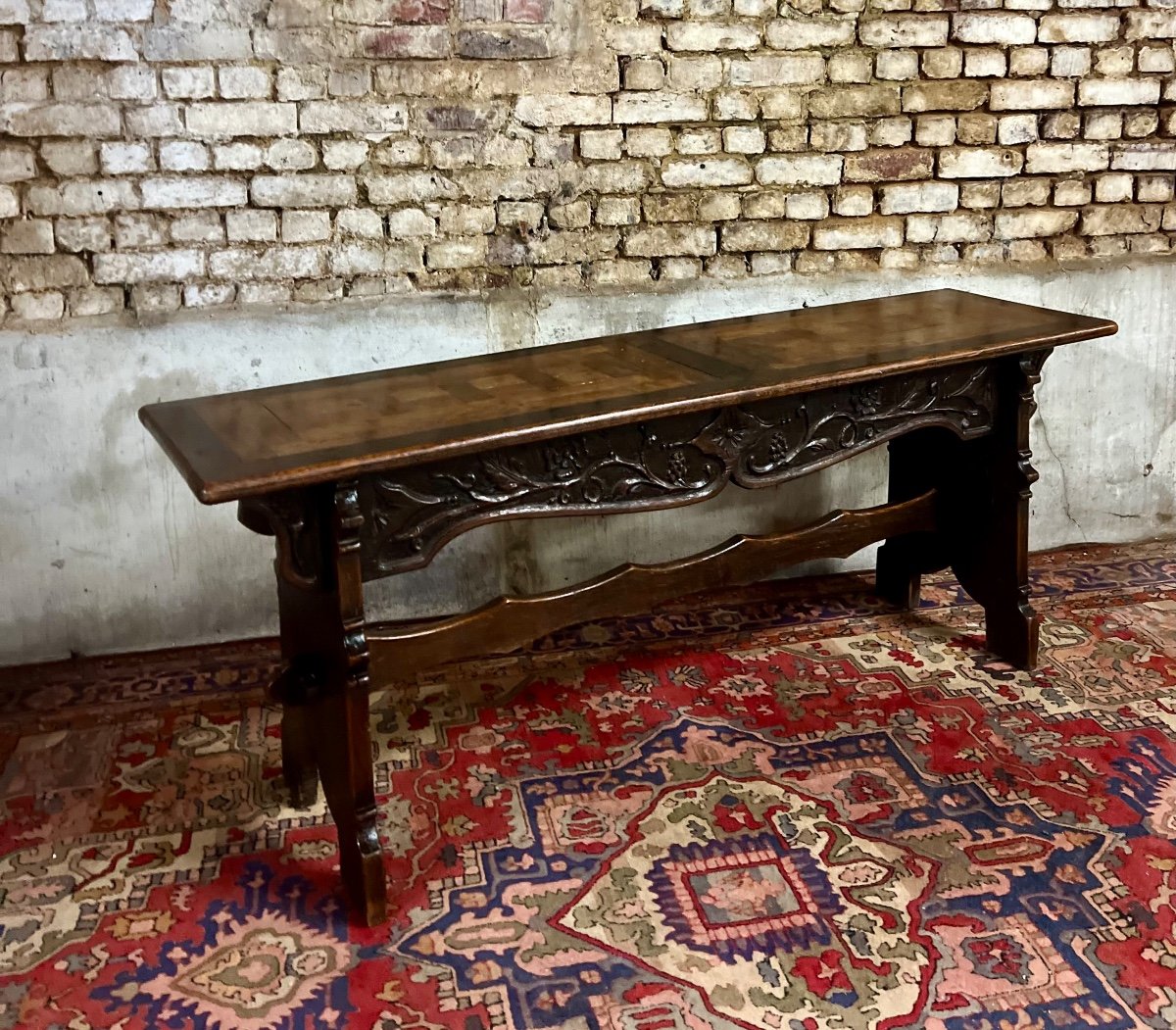 Console Table In Carved Oak From The 19th Century