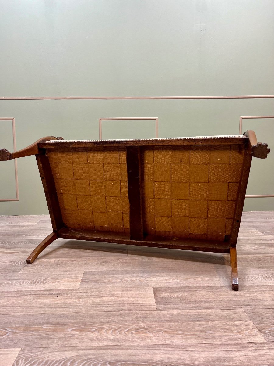 Mahogany Bench With Swan Neck From Empire Period 19th Century-photo-6