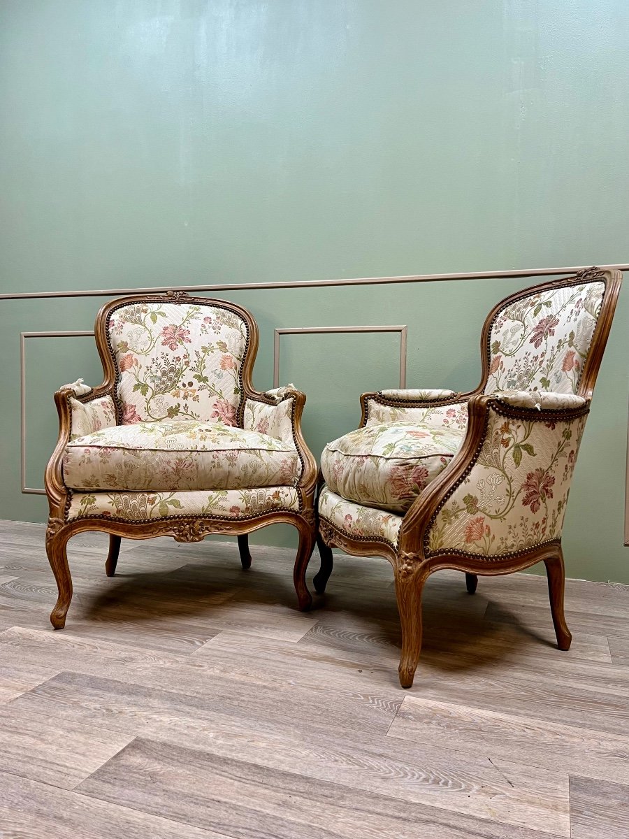 Paire De Bergères En Hêtre D’époque Louis XV -photo-3