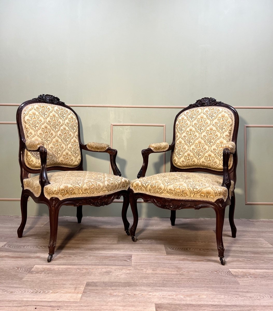 Pair Of Armchairs With Flat Backs In Regency Style 19th Century -photo-3