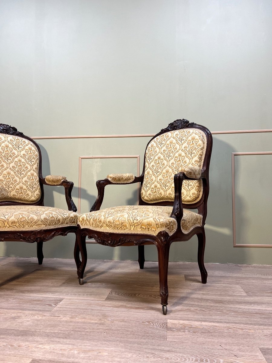 Pair Of Armchairs With Flat Backs In Regency Style 19th Century -photo-4