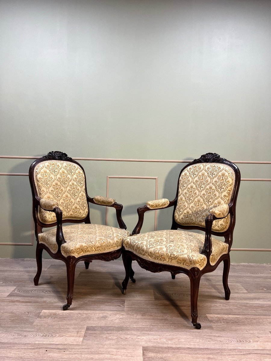 Pair Of Armchairs With Flat Backs In Regency Style 19th Century -photo-5
