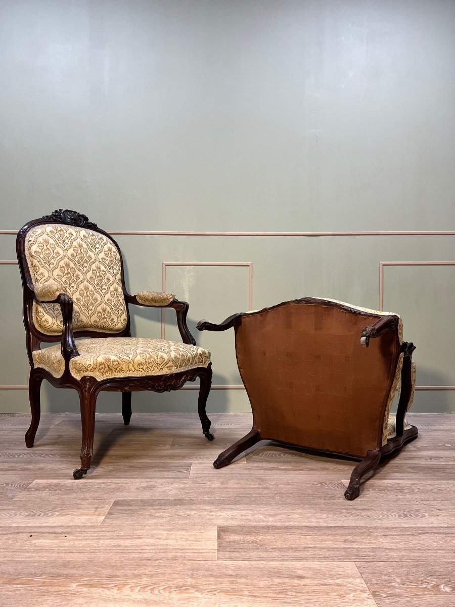 Pair Of Armchairs With Flat Backs In Regency Style 19th Century -photo-6