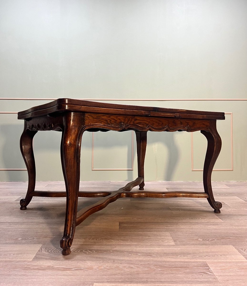 Dining Room Table In Natural Wood Called Italian Style With Parquet Top 19th Century-photo-2