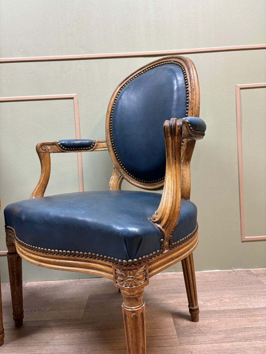 Pair Of Armchairs In Natural Wood From The Transition Period 18th Century Attributed To G. Jacob-photo-2