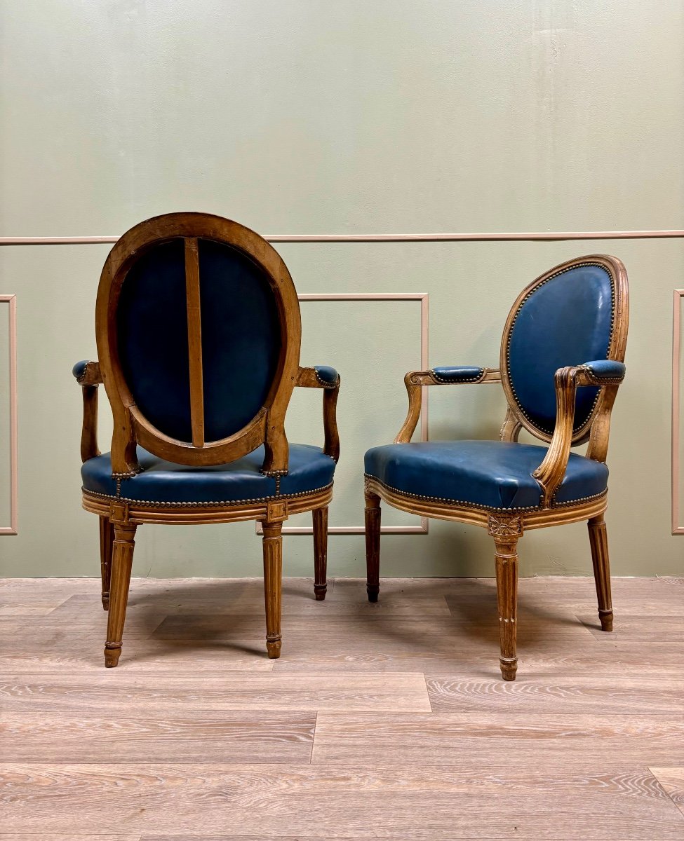 Pair Of Armchairs In Natural Wood From The Transition Period 18th Century Attributed To G. Jacob-photo-5