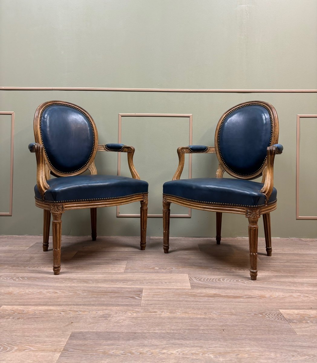 Pair Of Armchairs In Natural Wood From The Transition Period 18th Century Attributed To G. Jacob-photo-6