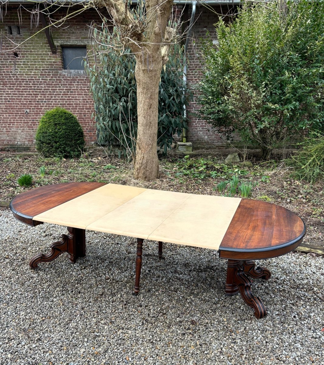 Large Oval Dining Room Table In Mahogany From Restoration Period 19th Century 