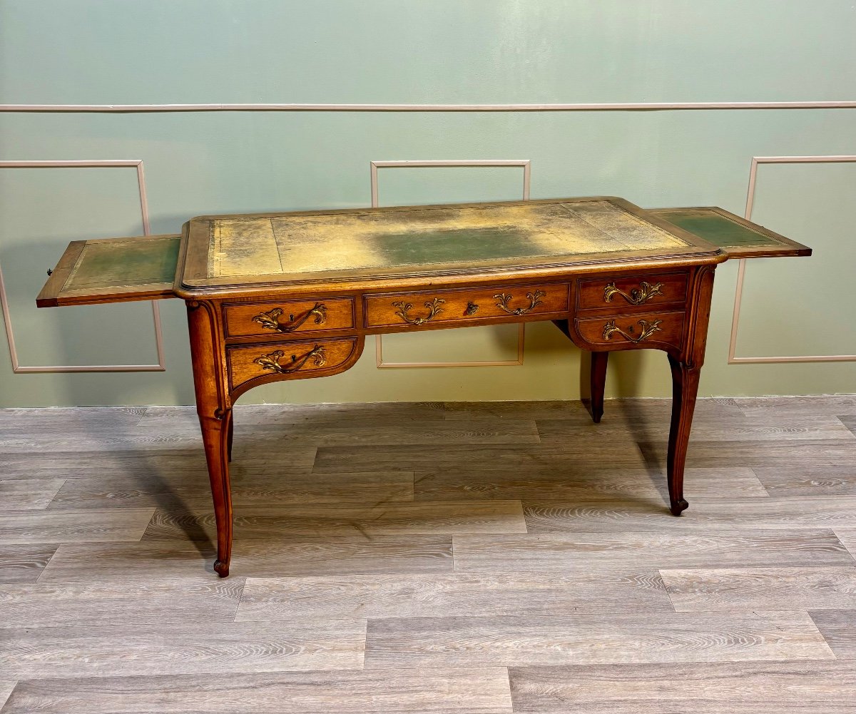 Double-sided Flat Desk In Art Nouveau Mahogany -photo-3