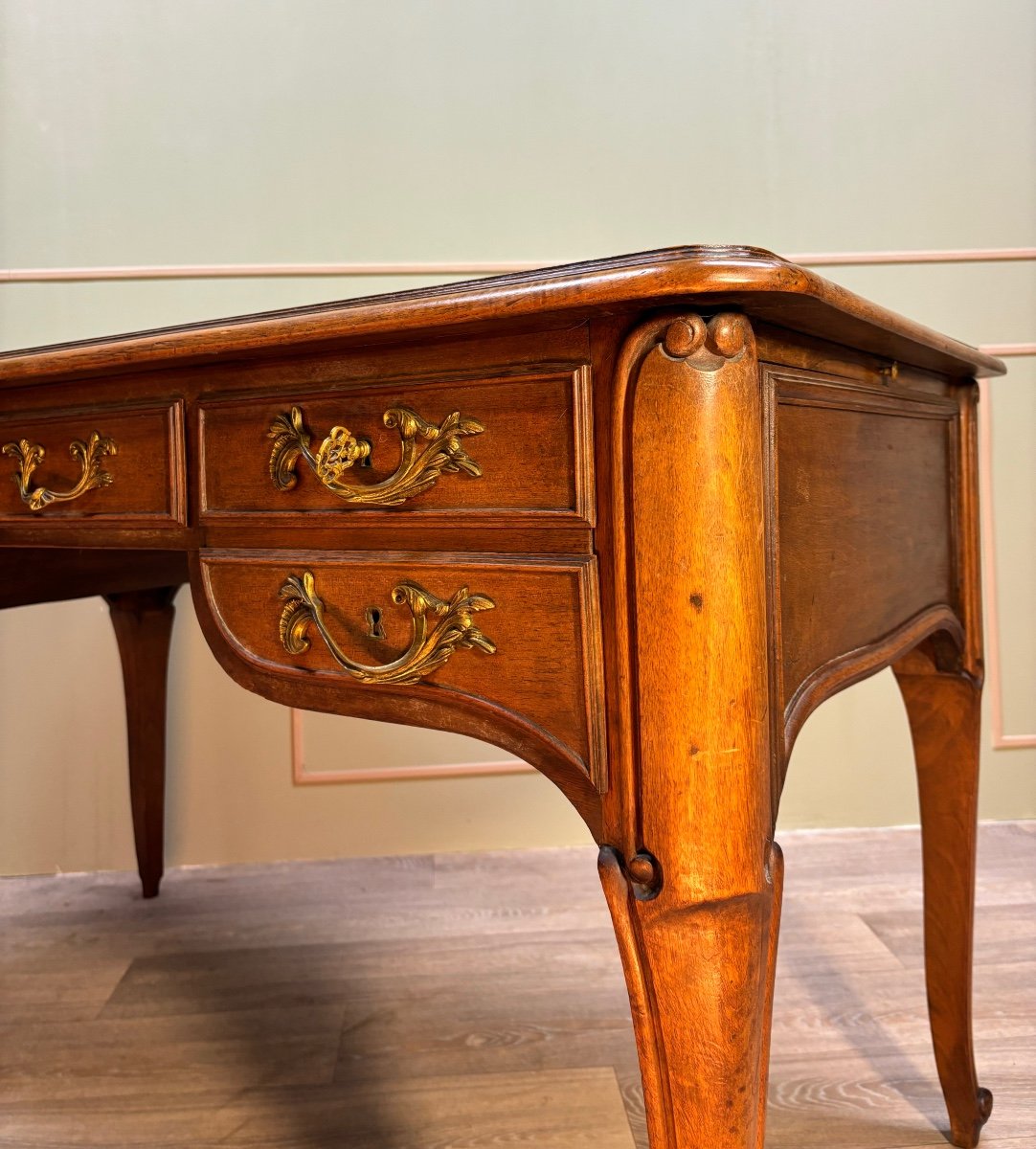 Double-sided Flat Desk In Art Nouveau Mahogany -photo-8