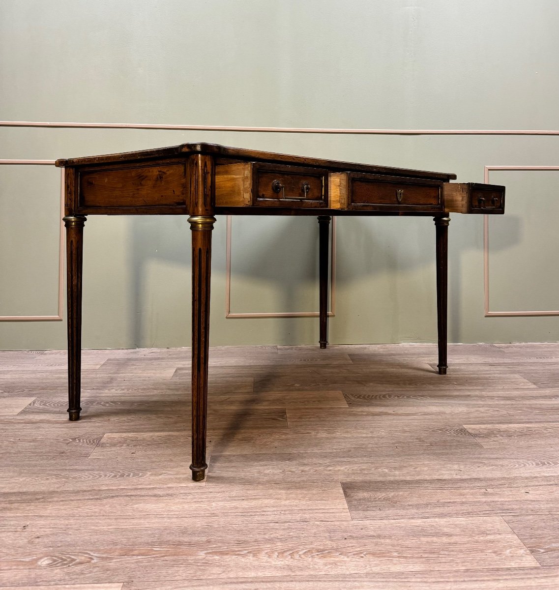 Louis XVI Style Mahogany Flat Desk XIX Eme Century -photo-1