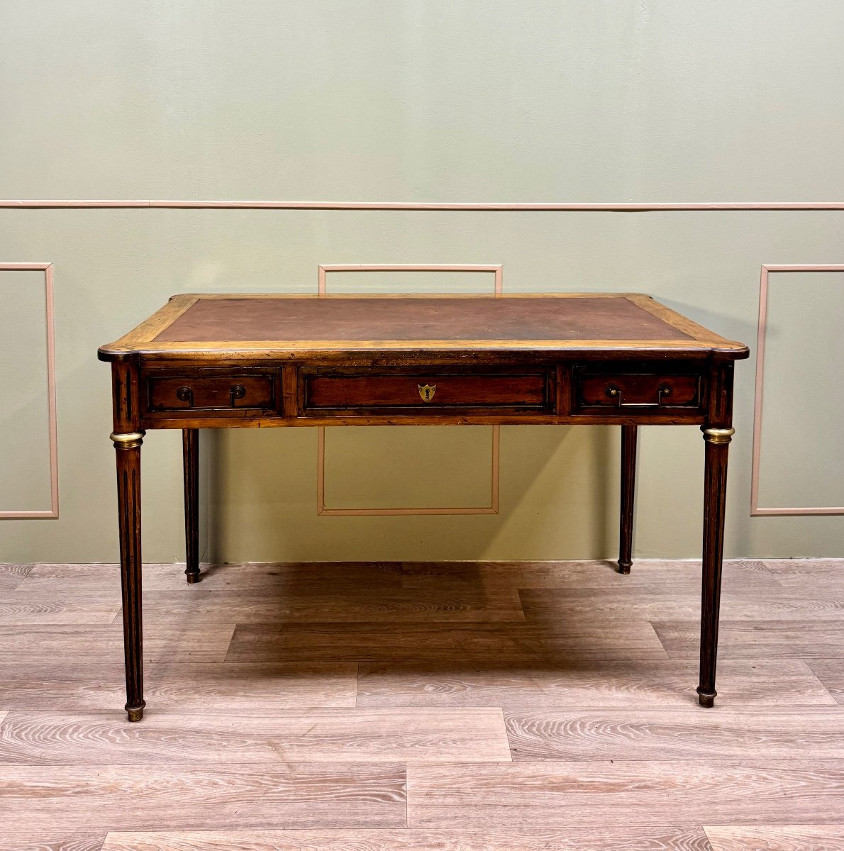 Louis XVI Style Mahogany Flat Desk XIX Eme Century 