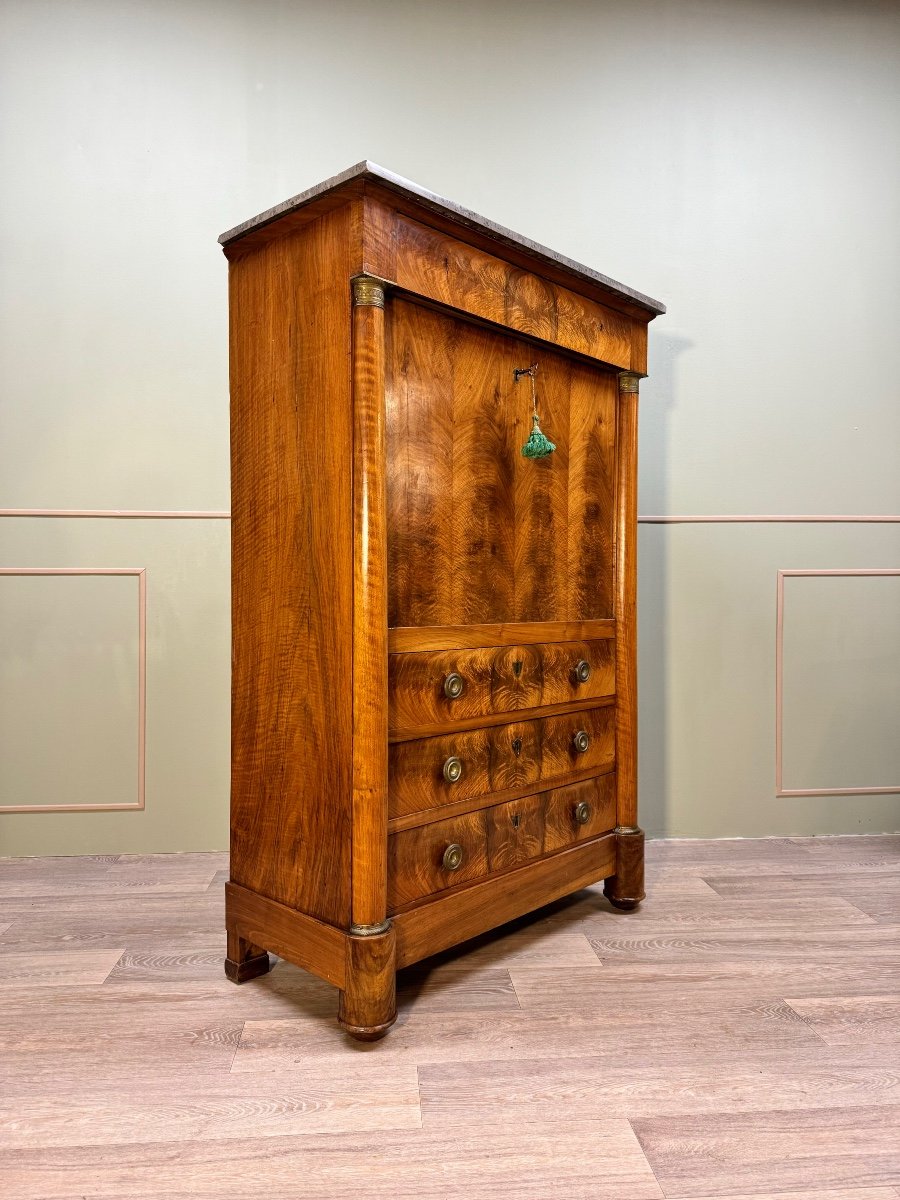 Secretary In Flamed Mahogany From Empire Period 19th Century -photo-2